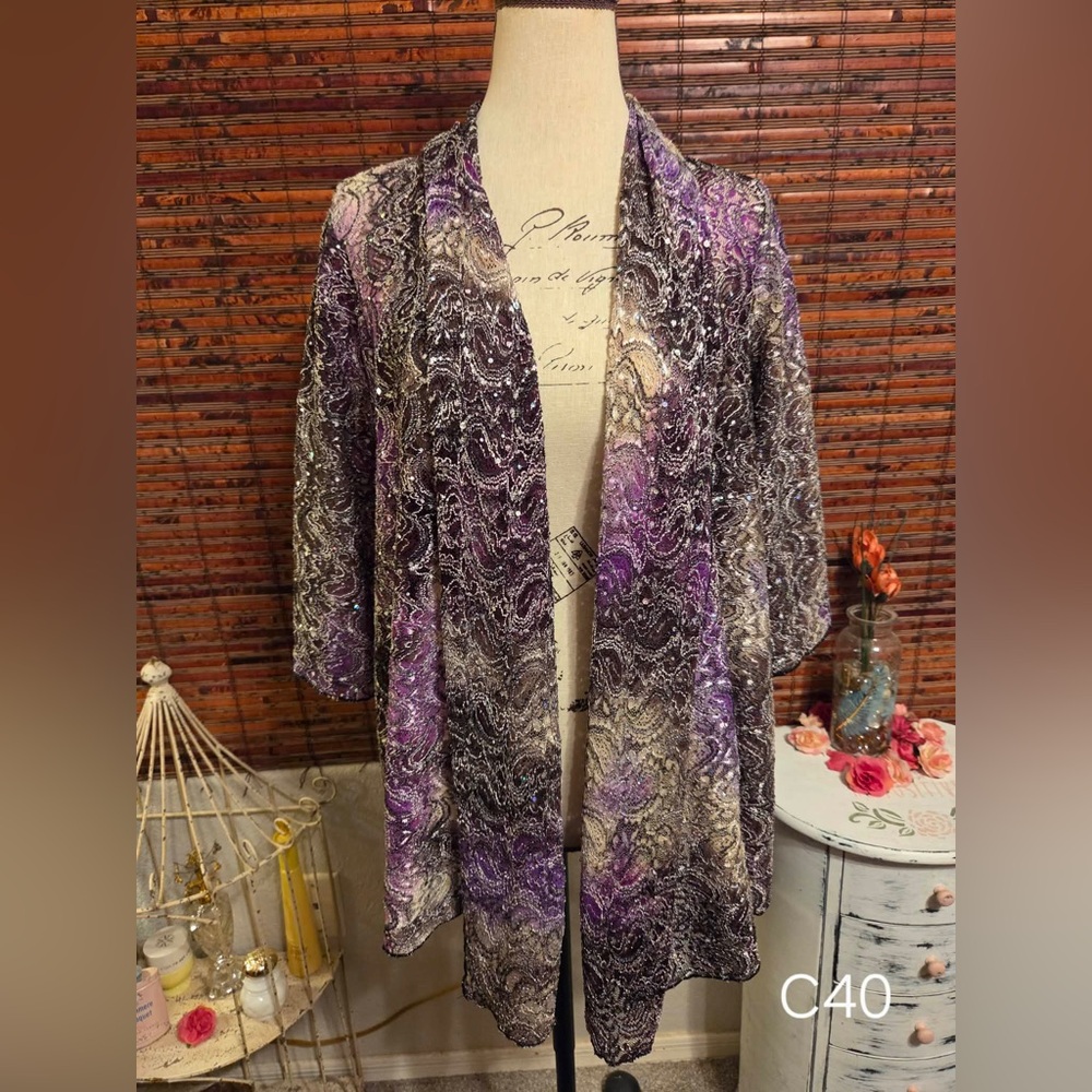 Only 9 Purple and Black Lace-Overlay Top